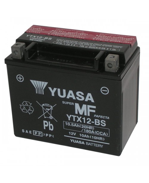 Аккумулятор YTX12-BS YUASA YTX12-BS 10Ah, 180CCA, 0,6 LITR ACID, 4,2 KG ОБЩИЙ ВЕС,  150x87x130 +/-