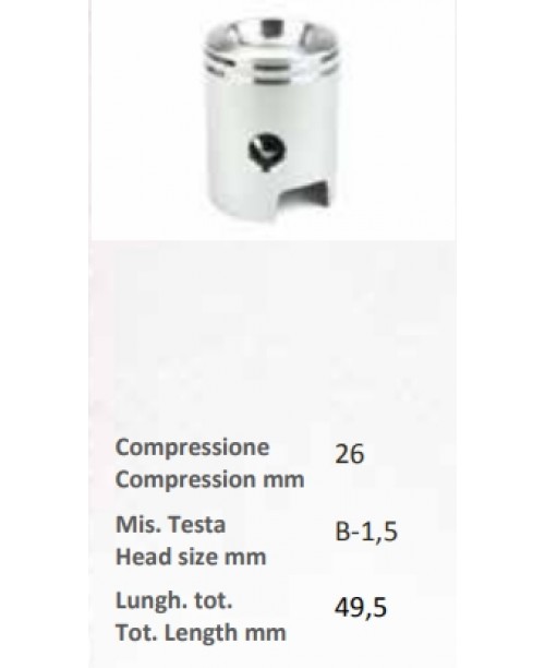 Поршень PIAGGIO Ciao SI-ECOLOGICO - палец 10мм - кольца L+ 2,5мм - впуклый - Ø 38.2