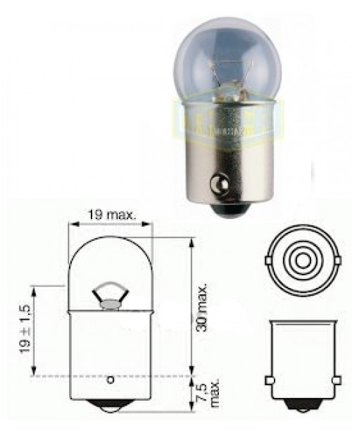 Лампа 12V R5W socket BA15s