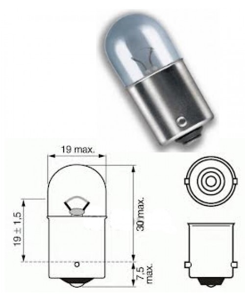 Лампа 12V R10W socket BA15s CDL (синеватый белый)