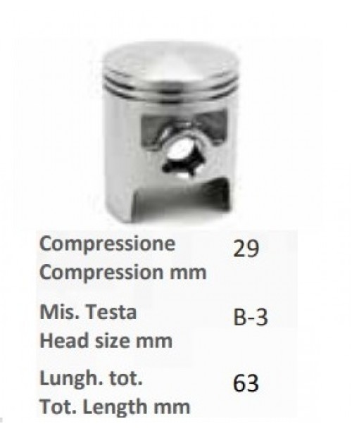 Поршень PEUGEOT SCOOTER 2T 100 CC. Ø 52 палец 14