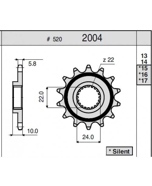 Звезда приводная передняя SUNSTAR APRILIA