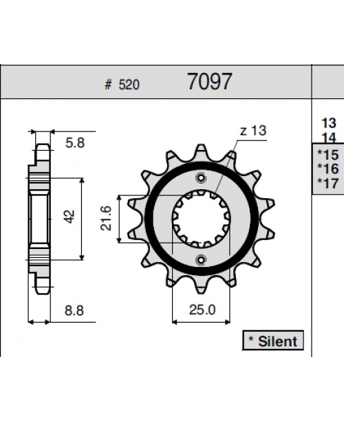 Звезда приводная передняя KAWASAKI 600 JTF512.16