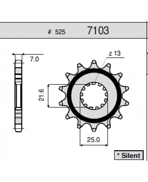 Звезда приводная передняя 525 SUZUKI GSX R 600 SV650S 99-02