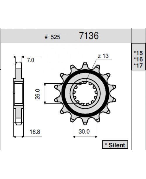 Звезда приводная передняя HONDA CBR600F4 01-06