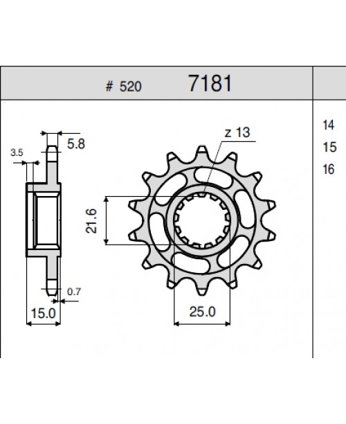 Звезда приводная передняя KAWASAKI ZX6 RR