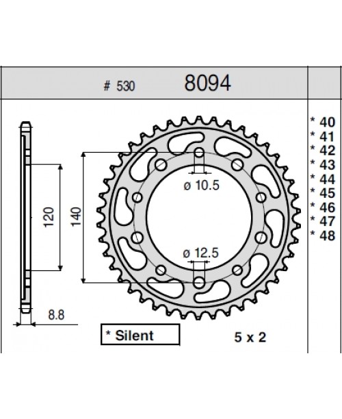 Звезда приводная задняя SUNSTAR SUZUKI JTR1800.43