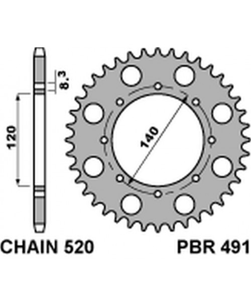 Звезда приводная задняя KAWASAKI PBR491 46 C45