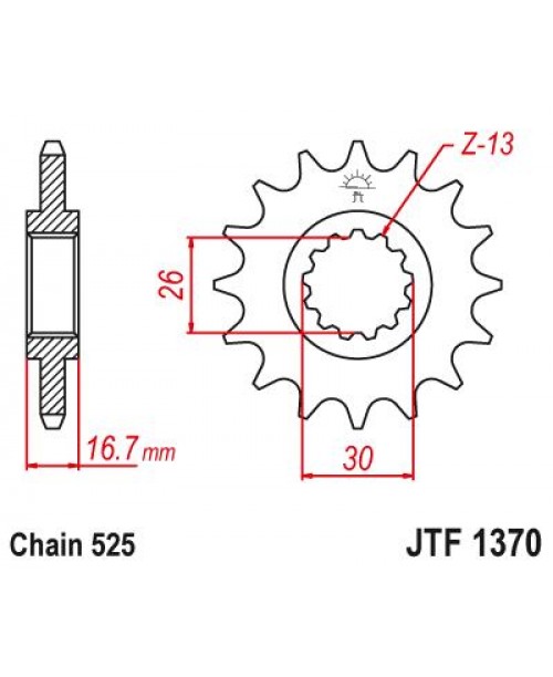 Звезда приводная передняя JT Sprockets JTF1370.16RB   PBR2068-16 Honda