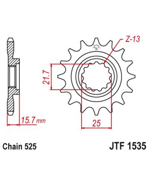 Звезда приводная передняя JT Sprockets JTF1535.15RB Kawasaki