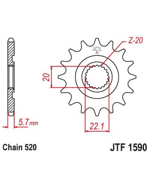 Звезда приводная передняя JT Sprockets JTF1590.13SC Yamaha
