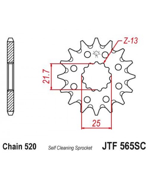 Звезда приводная передняя JT Sprockets JTF565.13SC Yamaha, Kawasaki