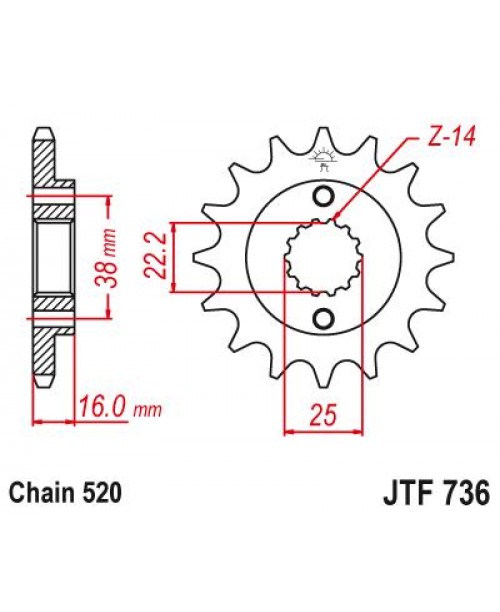 Звезда приводная передняя JT Sprockets JTF736.15 PBR 490 15 18NC Ducati