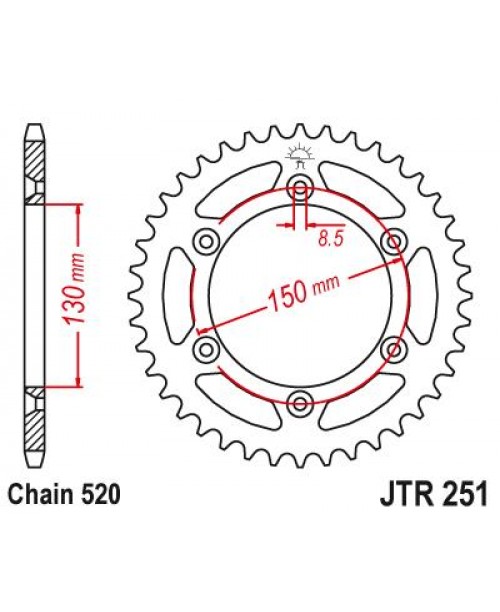 Звезда приводная задняя JT Sprockets JTR251.51 Yamaha