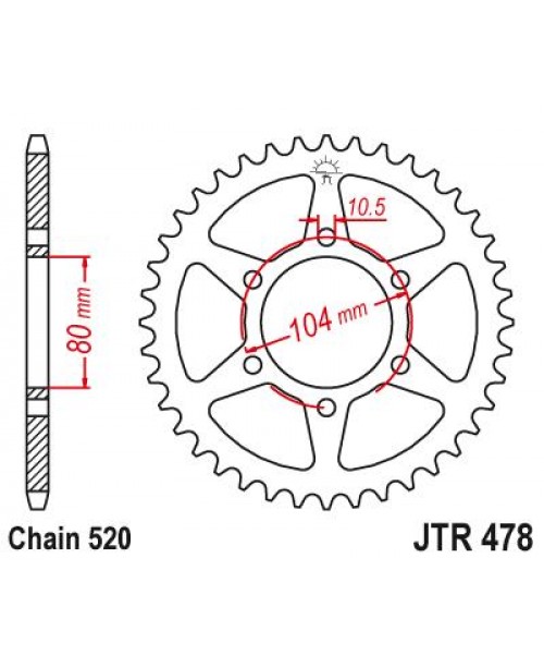 Звезда приводная задняя JT Sprockets JTR478.46ZBK Kawasaki