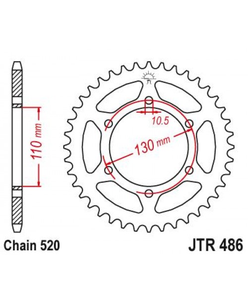 Звезда приводная задняя JT Sprockets JTR486.42ZBK Kawasaki, Suzuki