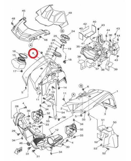 Крыло Переднее правое Yamaha Grizzly 2018 Grey Blue