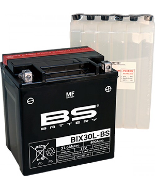 Аккумулятор YIX30L-BS BS BATTERY BS-BIX30L-BS 31.6 Ah, 385CCA, 1,4 LITR ACID, 9,9 KG ОБЩИЙ ВЕС, 166x126x175 -/+