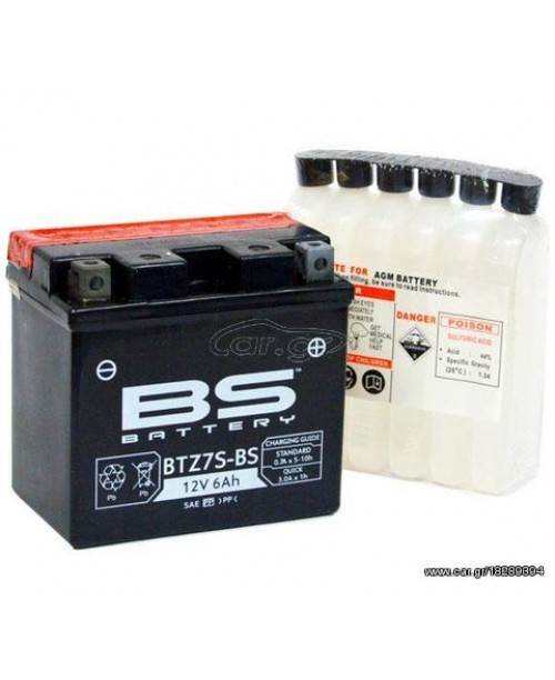 Аккумулятор TTZ7S BS BATTERY BS-BTZ7S-BS 6Ah, 130CCA, 2,1 KG ОБЩИЙ ВЕС, 113x70x105 -/+