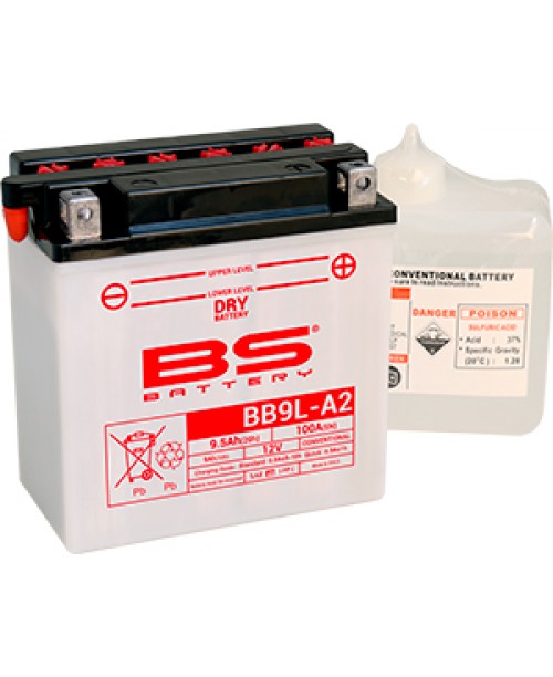 Аккумулятор YB9L-A2 BS BATTERY BS-BB9L-A2 135x75x139 +/-  12N9-3B