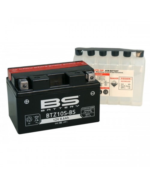 Аккумулятор TTZ10S BS BATTERY BS-BTZ10S-BS 8,6Ah, 190CCA, 3,2 KG ОБЩИЙ ВЕС,  150x87x93 +/-