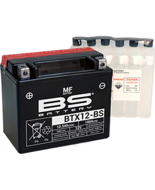 Аккумулятор YTX12-BS BS BATTERY BS-BTX12-BS 10Ah, 180CCA, 0,6 LITR ACID, 4,2 KG ОБЩИЙ ВЕС,  150x87x130 +/-