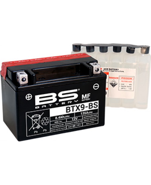 Аккумулятор YTX9-BS BS BATTERY BS-BTX9-BS 8Ah, 135CCA, 0,4 LITR ACID, 3 KG ОБЩИЙ ВЕС, 150/87/105  +/-