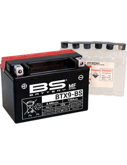 Аккумулятор YTX9-BS BS BATTERY BS-BTX9-BS 8Ah, 135CCA, 0,4 LITR ACID, 3 KG ОБЩИЙ ВЕС, 150/87/105  +/-