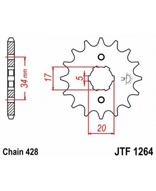 Звезда приводная передняя JT Sprockets JTF1264.16 - 428 Honda CBR125