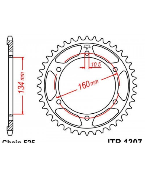 Звезда приводная задняя JT Sprockets JTR1307.45