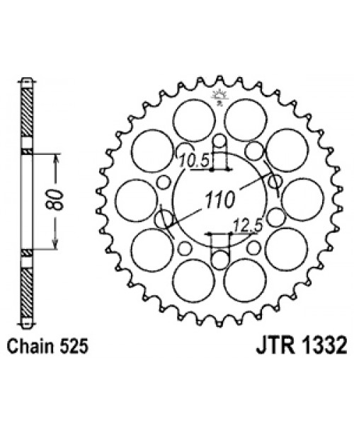 Звезда приводная задняя JT Sprockets JTR1332.40ZBK
