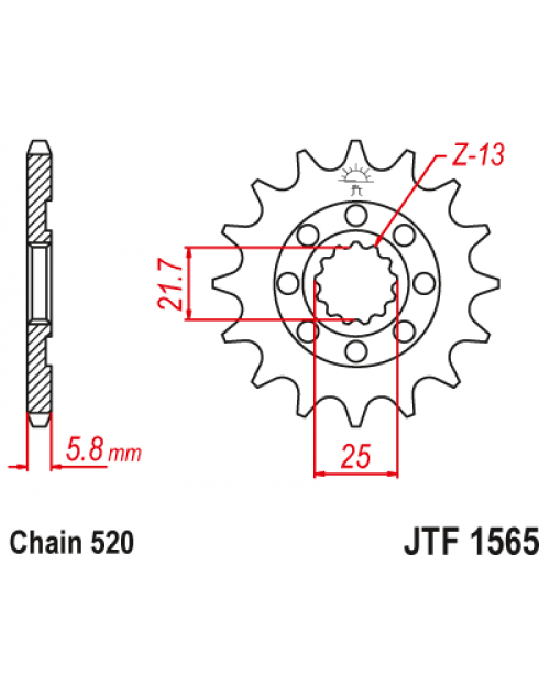 Звезда приводная передняя JT Sprockets JTF1565.13SC