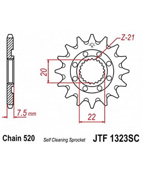 Звезда приводная передняя JT Sprockets JTF1323.13SC HONDA CR, CRF 125/250 2004->
