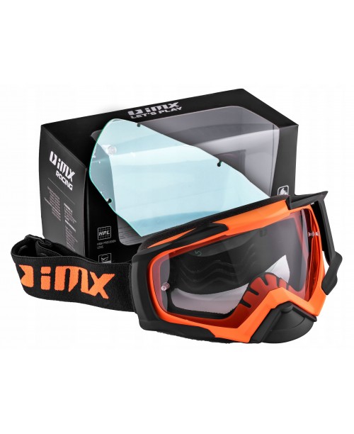 Очки кроссовые iMX Racing Goggle Dust Orange Matt/Black Matt - Visor DarkSmoke + Clear