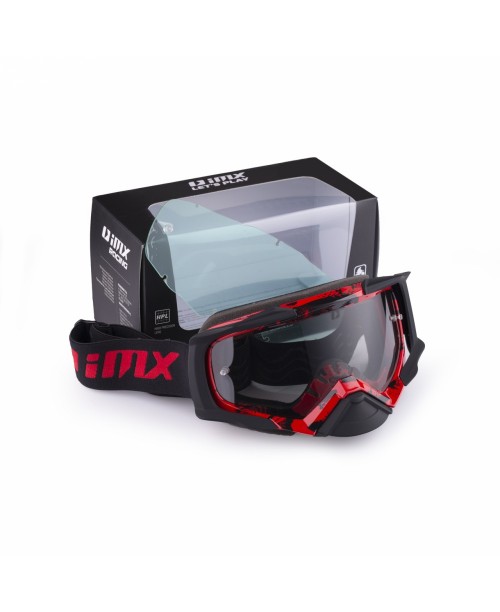 Очки кроссовые iMX Racing Goggle Dust Graphic Red/Black Matt - Visor DarkSmoke + Clear