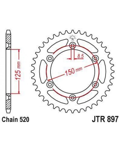 Звезда приводная задняя JT Sprockets JTR897.49SC