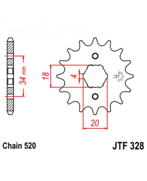 Звезда приводная передняя JT Sprockets JTF328.13 Kayo T1 T2 MOTO 250, под цепь 520, 13 зубов