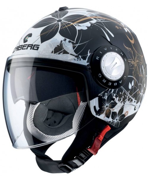 Шлем CABERG RIVIERA V3 FLORAL MATT BLACK / WHITE / GOLD