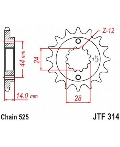 Звезда приводная передняя JT Sprockets JTF314.16