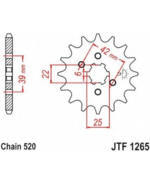 Звезда приводная передняя JT Sprockets JTF1265.15 HONDA XL 250 1972-1977