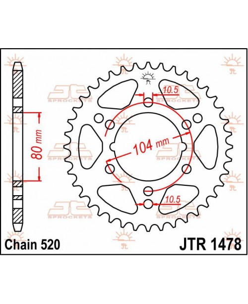 Звезда приводная задняя JT Sprockets JTR1478.36
