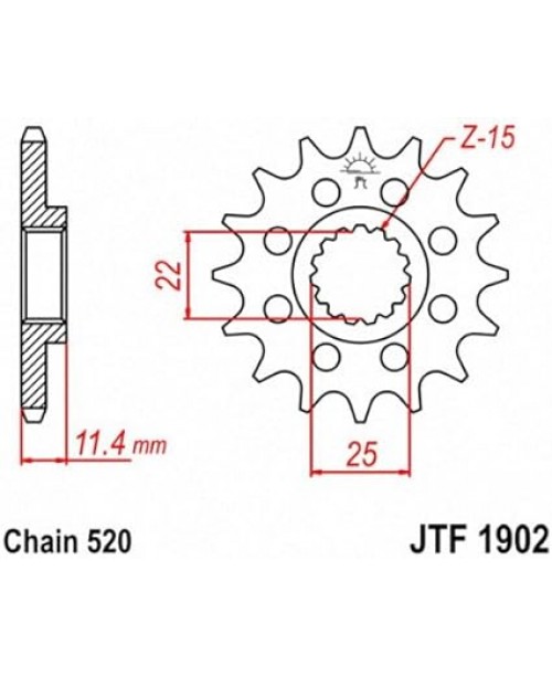 Звезда приводная передняя JT Sprockets JTF1902.15RB