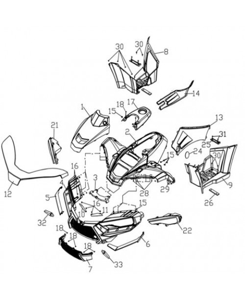 Пластик передний LINHAI 370/420 PROMAX Black 252811F