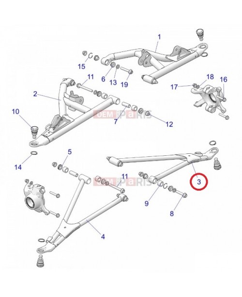 Рычаг передний нижний POLARIS RZR PRO левый Blue Metallic 1544867-751