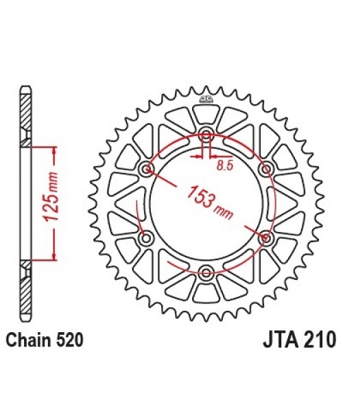 Звезда приводная задняя JT Sprockets JTA210.51BLK Racelite Aluminium