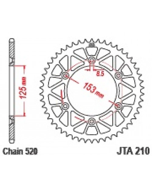 Звезда приводная задняя JT Sprockets JTA210.52BLK Racelite Aluminium