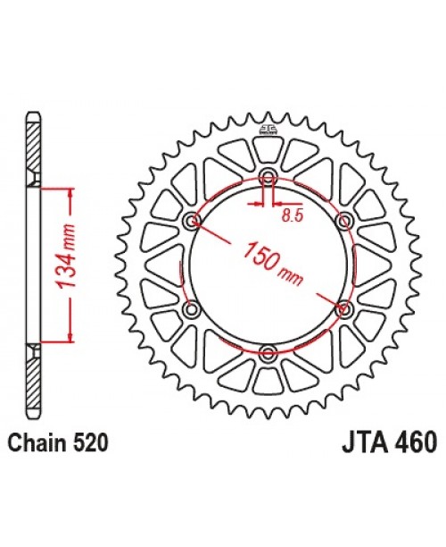 Звезда приводная задняя JT Sprockets JTA460.50BLK Racelite Aluminium