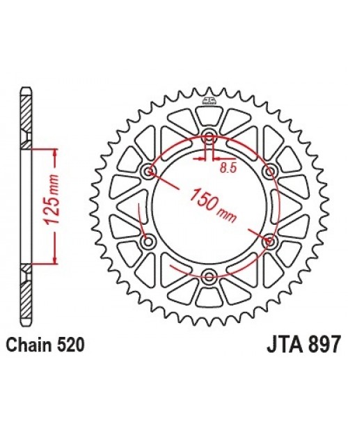 Звезда приводная задняя JT Sprockets JTA897.45BLK Racelite Aluminium