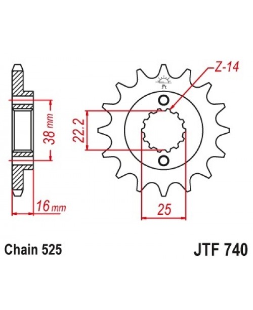 Звезда приводная передняя JT Sprockets JTF740.15RB DUCATI
