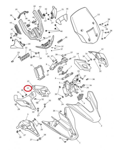 Пластик кокпит правый TRIUMPH черный T2311428-PS